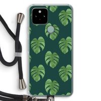 Monstera leaves: Pixel 5 Transparant Hoesje met koord