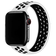 Solo Loop Sportbandje - Maat: L - Wit + Zwart - Geschikt voor Apple Watch 42mm / 44mm / 45mm / 49mm - thumbnail