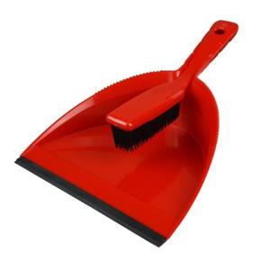 Stoffer en blik - rubber - kunststof - 35 x 25 cm - rood - met lip