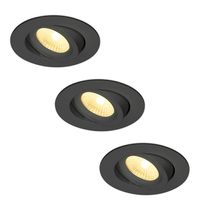 Set van 3 LED Inbouwspots Salerno zwart 8 Watt 2700K IP44 kantelbaar