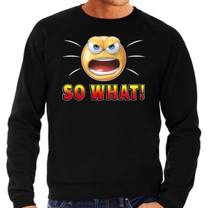 Funny emoticon sweater So What zwart heren