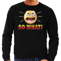 Funny emoticon sweater So What zwart heren