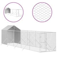 vidaXL Hondenkennel met dak 2x10x2,5 m gegalvaniseerd staal zilver