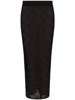 Dolce & Gabbana jupe mi-longue à motif en jacquard - Noir
