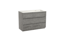 Storke Edge staand badmeubel 110 x 52 cm beton donkergrijs met Mata asymmetrisch rechtse wastafel in solid surface mat wit