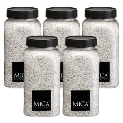 Mica Decorations decoratie stenen/granulaat - 5x - 650ml - wit - hobby steentjes