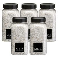 Mica Decorations decoratie stenen/granulaat - 5x - 650ml - wit - hobby steentjes