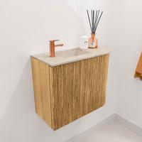 Toiletmeubel Mondiaz Joya Dlux | 51.6 cm | Meubelkleur Oak | Faye wastafel Frappe Wasbak Links | 1 kraangat