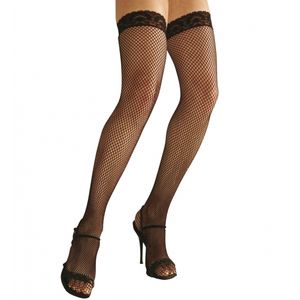 Zwarte hoge visnet hold ups dameskousen/panty   -