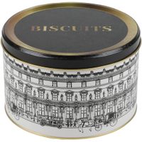 Urban Living koektrommel/voorraadblik Biscuits - Versailles - metaal - wit/zwart - 17 x 11 cm   -