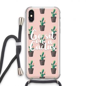 Cactus quote: iPhone X Transparant Hoesje met koord