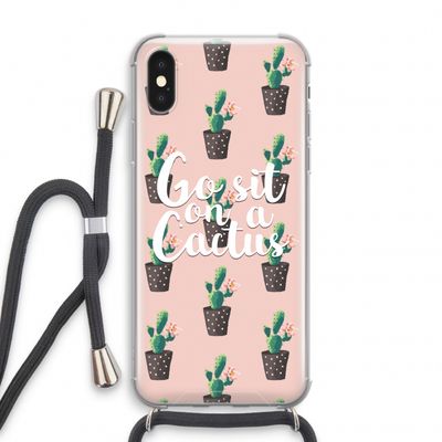Cactus quote: iPhone X Transparant Hoesje met koord