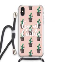 Cactus quote: iPhone X Transparant Hoesje met koord