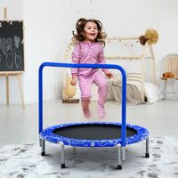 92cm Mini Trampoline Opvouwbare Trampoline voor Peuters Draagbare Fitness Trampoline Blauw + Zwart - thumbnail