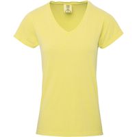 Basic V-hals t-shirt comfort colors geel voor dames XL (42/54)  - - thumbnail