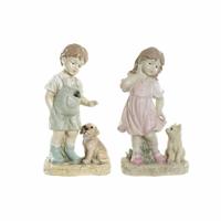 Decoratieve figuren DKD Home Decor Blauw Roze Hars Jongen (26.5 x 16.5 x 44.5 cm) (2 pcs)