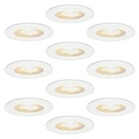 Set van 10 Nola - LED inbouwspots - lage inbouwdiepte (49mm) - 5 Watt 480Lumen - 2700K Warm wit - Dimbaar - Rond - IP65 waterdicht voor binnen, buiten en badkamer - Wit