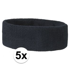 5x Hoofd zweetbandje navy blauw