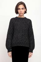 Grofgebreide trui met kabels - BLACK - L