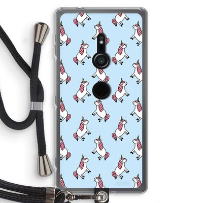Eenhoorns overal: Sony Xperia XZ2 Transparant Hoesje met koord