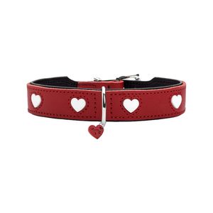 Hunter 69906 hond & kat halsband Rood, Wit Leer M-L Standaard halsband