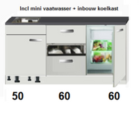 kitchenette 170cm Wit - Lava incl mini vaatwasser en koelkast RAI-446 - thumbnail