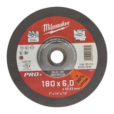 Milwaukee Accessoires Metaalafbraamschijf SG27 180 x 6 mm PRO+ - 10 stuks - 4932451503