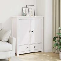 Hoge kast 83x41,5x100 cm massief grenenhout wit