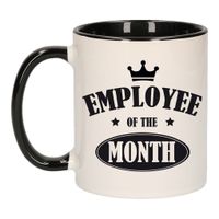 1x stuks collega cadeau mok / beker zwart employee of the month - thumbnail