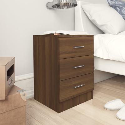 Nachtkastjes 2 st 38x35x56 cm bewerkt hout bruin eikenkleur