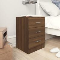 Nachtkastjes 2 st 38x35x56 cm bewerkt hout bruin eikenkleur