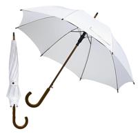 Grote paraplu met houten handvat - 2x - wit scherm - dia 103 cm - volwassenen - polyester