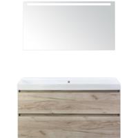 Maxx XL Badmeubelset 120 cm - Craft Oak - Wastafel Just Enkel Zonder Kraangat met LED Spiegel
