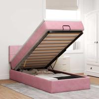 Ottoman bed met matras en LED's 100x200 cm fluweel roze