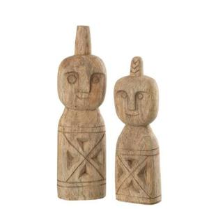 J-Line Set Van 2 Afrikaans Gerkefd Figuur Hout Naturel