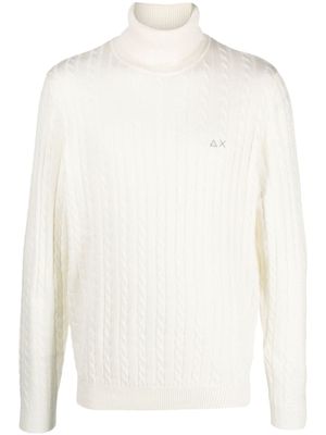 Sun68 pull en maille torsadée à logo brodé - Blanc