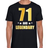 71 and legendary verjaardag cadeau t-shirt goud 71 jaar zwart voor heren