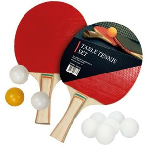 Tafeltennis setje van 2 batjes en 9x tafeltennisballetjes