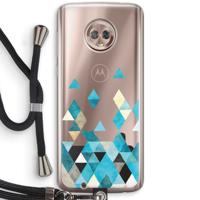Gekleurde driehoekjes blauw: Motorola Moto G6 Transparant Hoesje met koord