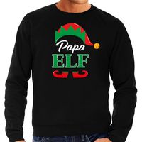 Papa elf foute Kerstsweater / Kersttrui zwart voor heren