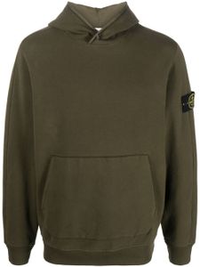 Stone Island logo-patch cotton hoodie - Vert