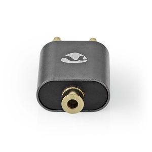 Stereo-Audioadapter | 2x RCA Male | 3,5 mm Female | Verguld | Recht | Aluminium | Gunmetal | 1 st. |