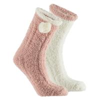 Apollo bedsokken / huissokken - kinderen - 2-pack - roze/wit - one size - Slaapsokken - Slofsokken