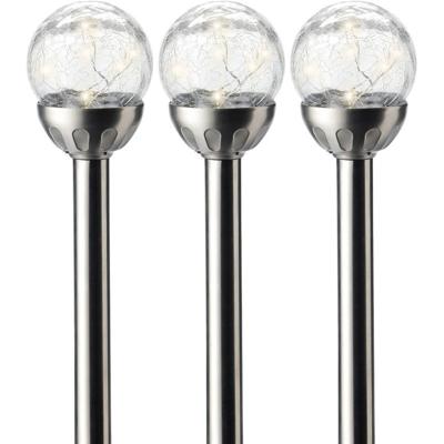 Lumineo LED steker bol Navi - 3x - solar - 30 cm - RVS - tuinverlichting tuinsteker - Tuinlampen
