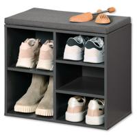 Kesper Schoenenrek met zitvlak - donkergrijs - 5 paar schoenen - hout - L51xB30xH48 cm - schoenenkas