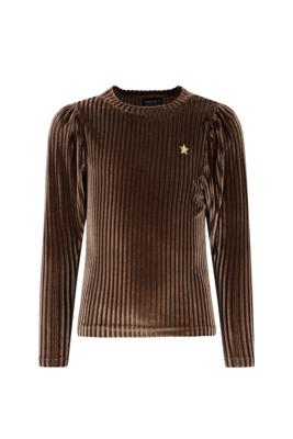Like Flo winter velvet top meisjes - bruin - Esmay