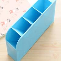 2 stks multifunctionele 4 grid Desktop pennenhouder Office school opslag geval plastic vak Desk pen potlood organisator (blauw)