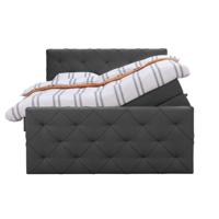 Leen Bakker - Boxspring Met Opbergruimte En Voetbord Liv Geruit - Antraciet - 180x200cm - Stof - Grijs