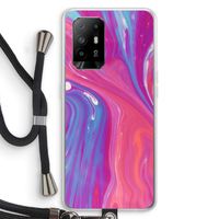 Paarse stroom: Oppo A94 5G Transparant Hoesje met koord