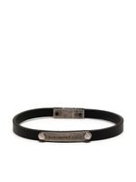 Saint Laurent bracelet en cuir à plaque ID - Noir